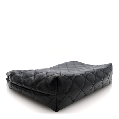 Saint Laurent Calfskin Quilted Embroidered Cassandre Large Cosmetic Pouch Black 4 of 6