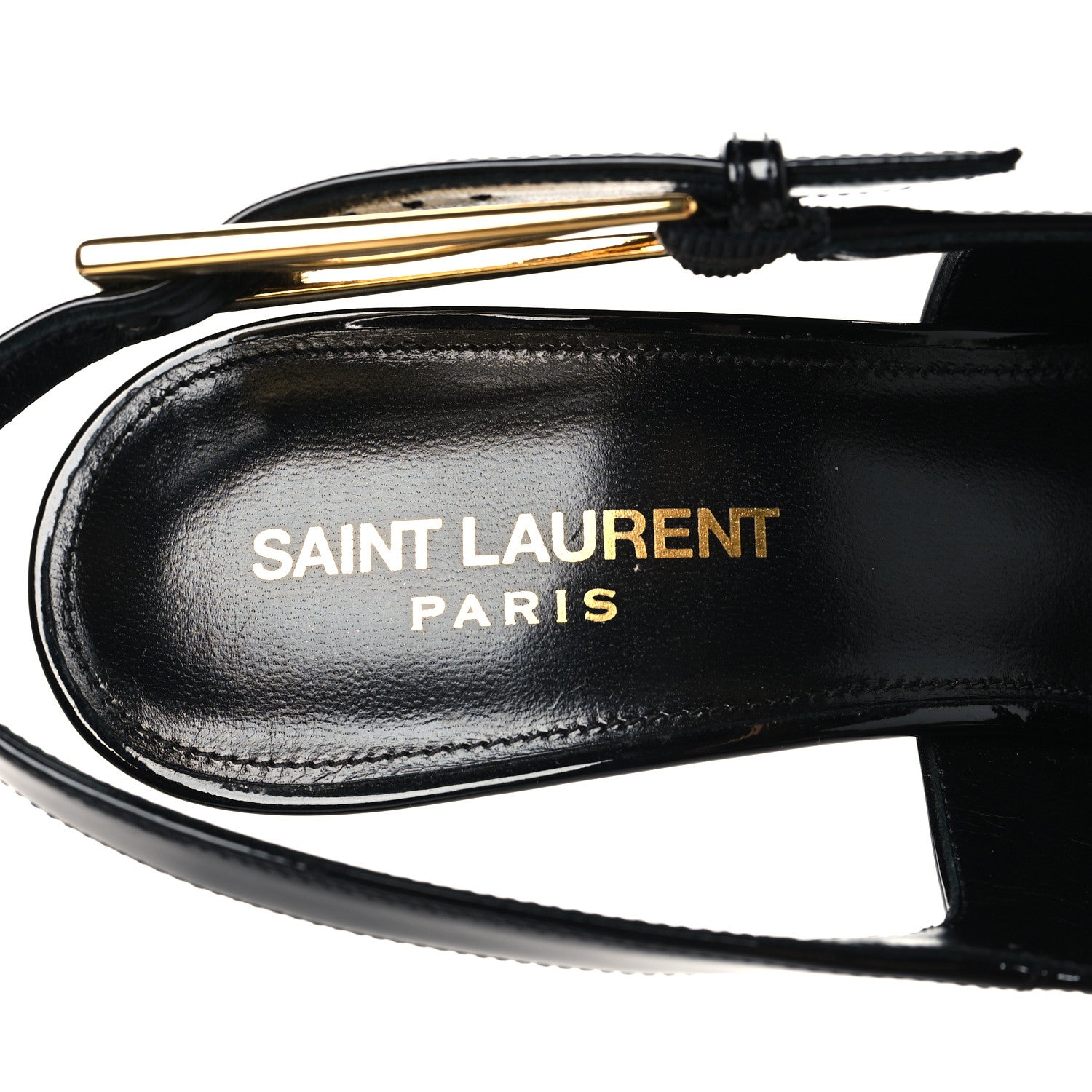 Saint Laurent Glazed Calfskin Lee Slingback Pumps 38 Black 1863327