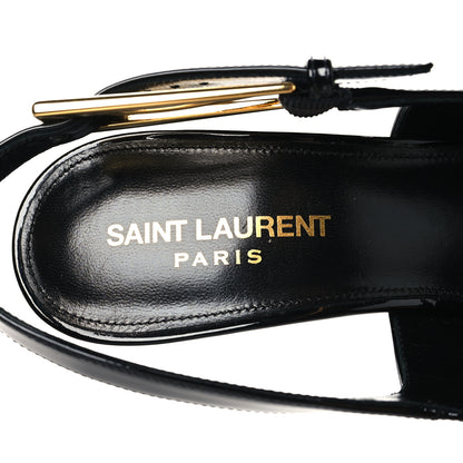 Saint Laurent Glazed Calfskin Lee Slingback Pumps 38 Black 9 of 10