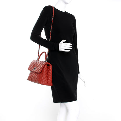 Chanel Caviar Quilted Medium Coco Handle Flap Dark Red 2 of 7