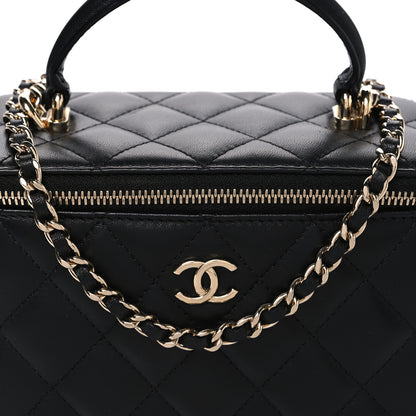 Chanel Lambskin Quilted Small Top Handle Vanity Case With Chain Black 8 of 10