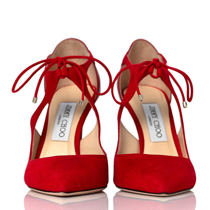 Jimmy Choo Suede Nappa Vanessa 85 Pumps 37 Red 2 of 7