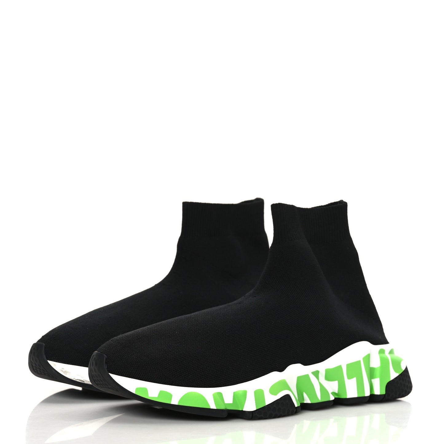 Neoprene Knit Womens Speed Graffiti Sneakers Black White Fluo Green
