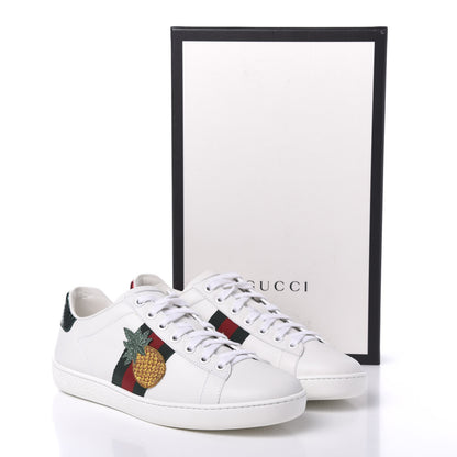 Gucci Calfskin Ayers Web Pineapple Ladybug Embroidered Womens Ace Sneakers 36.5 White 9 of 9