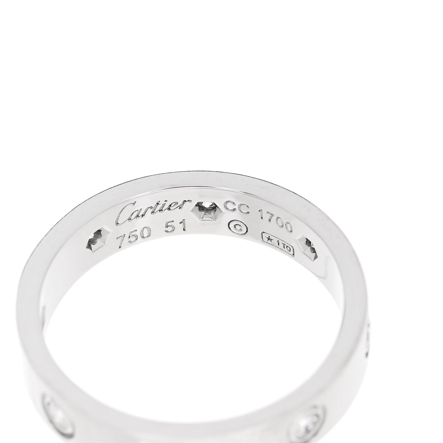 18K White Gold 8 Diamond 4mm Wedding Band LOVE Ring 51 5.75