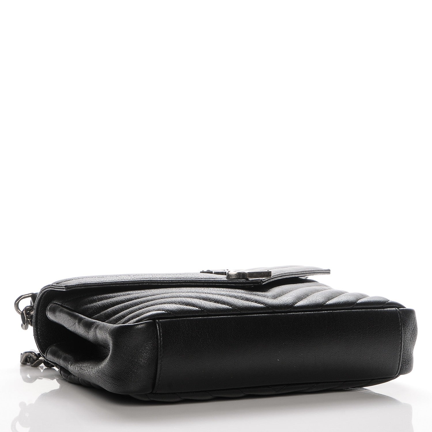 Saint Laurent Sheepskin Matelasse Chevron Monogram Medium College Bag Black 4 of 6