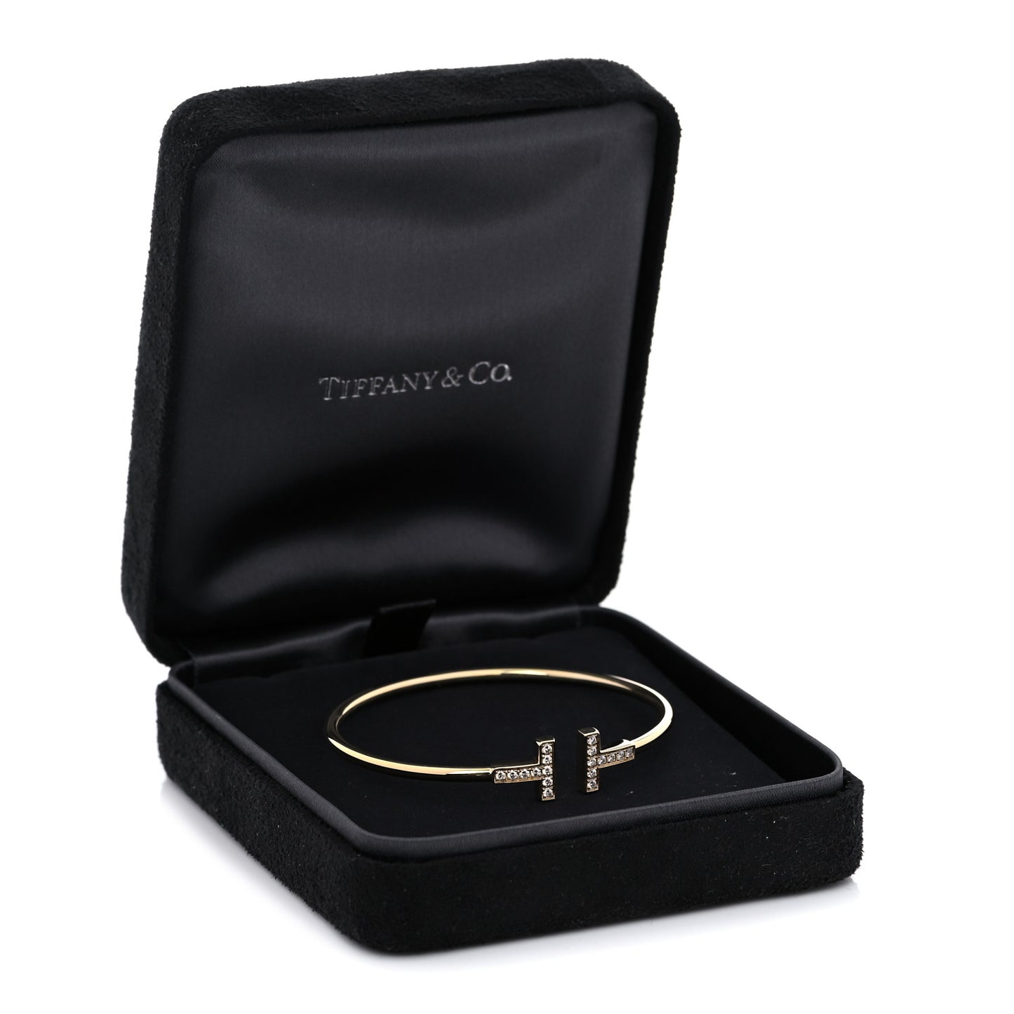 18K Yellow Gold Diamond T Wire Bracelet