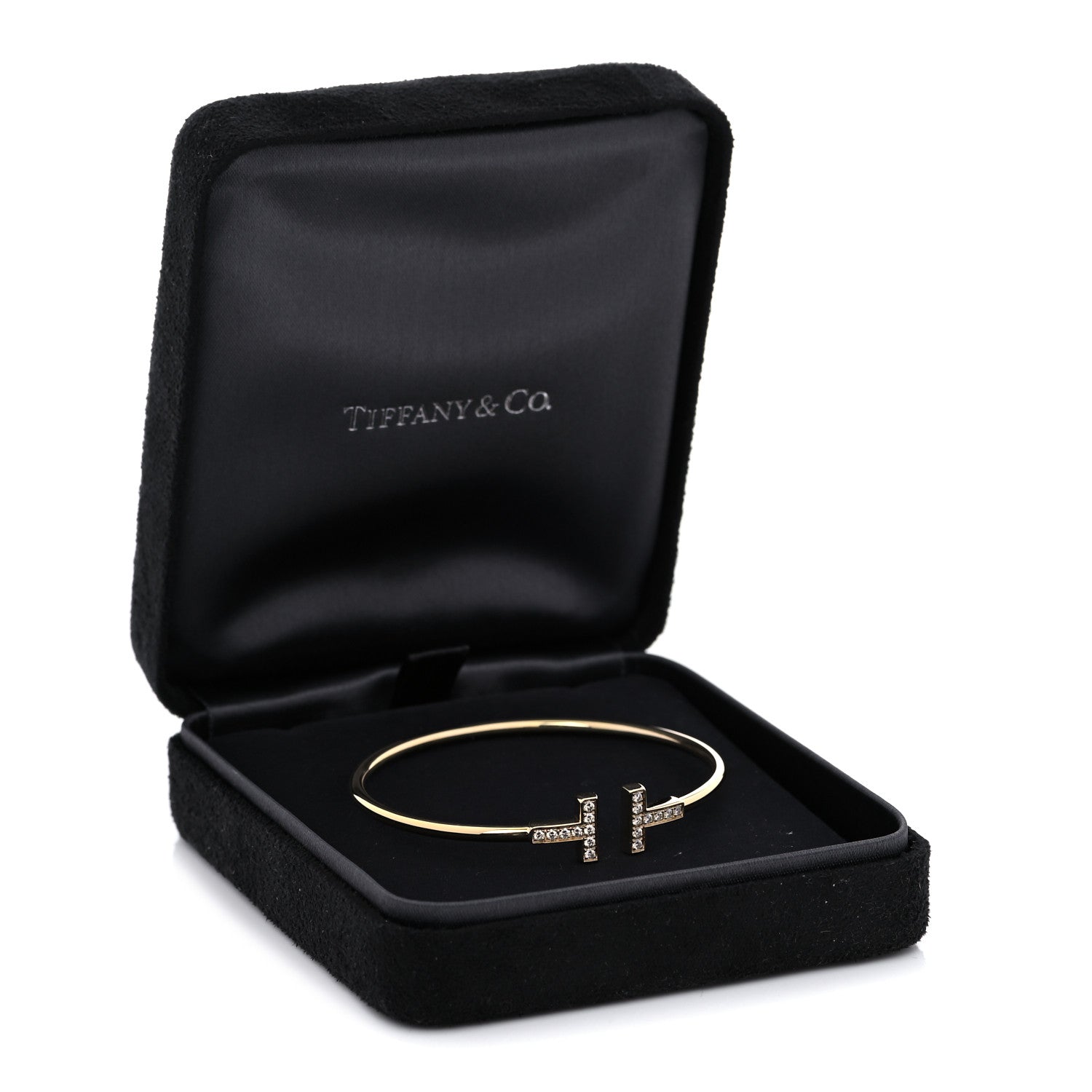 Tiffany 18K Yellow Gold Diamond T Wire Bracelet 5 of 5