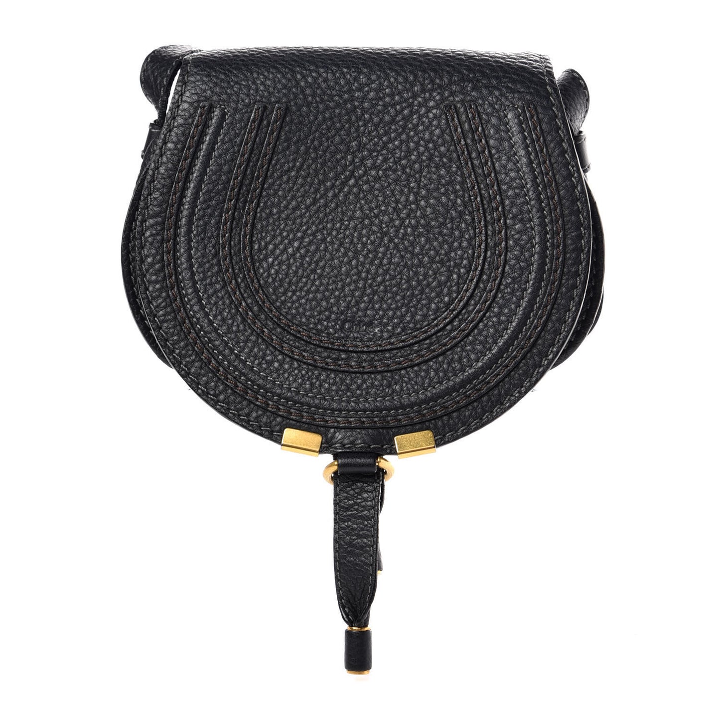 Calfskin Mini Marcie Round Crossbody Bag Black