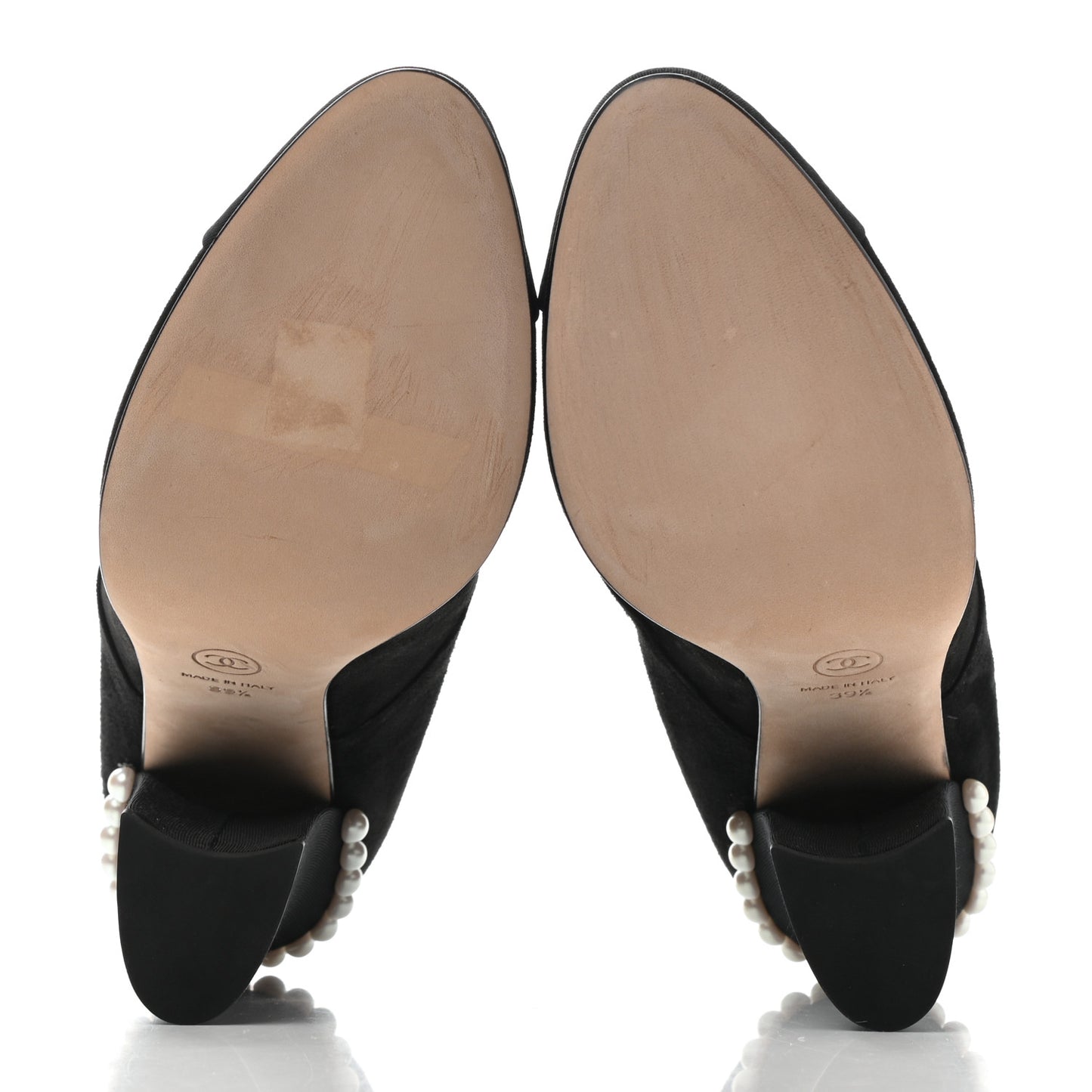 Suede Grosgrain Pearl Lace Up Booties 39.5 Black