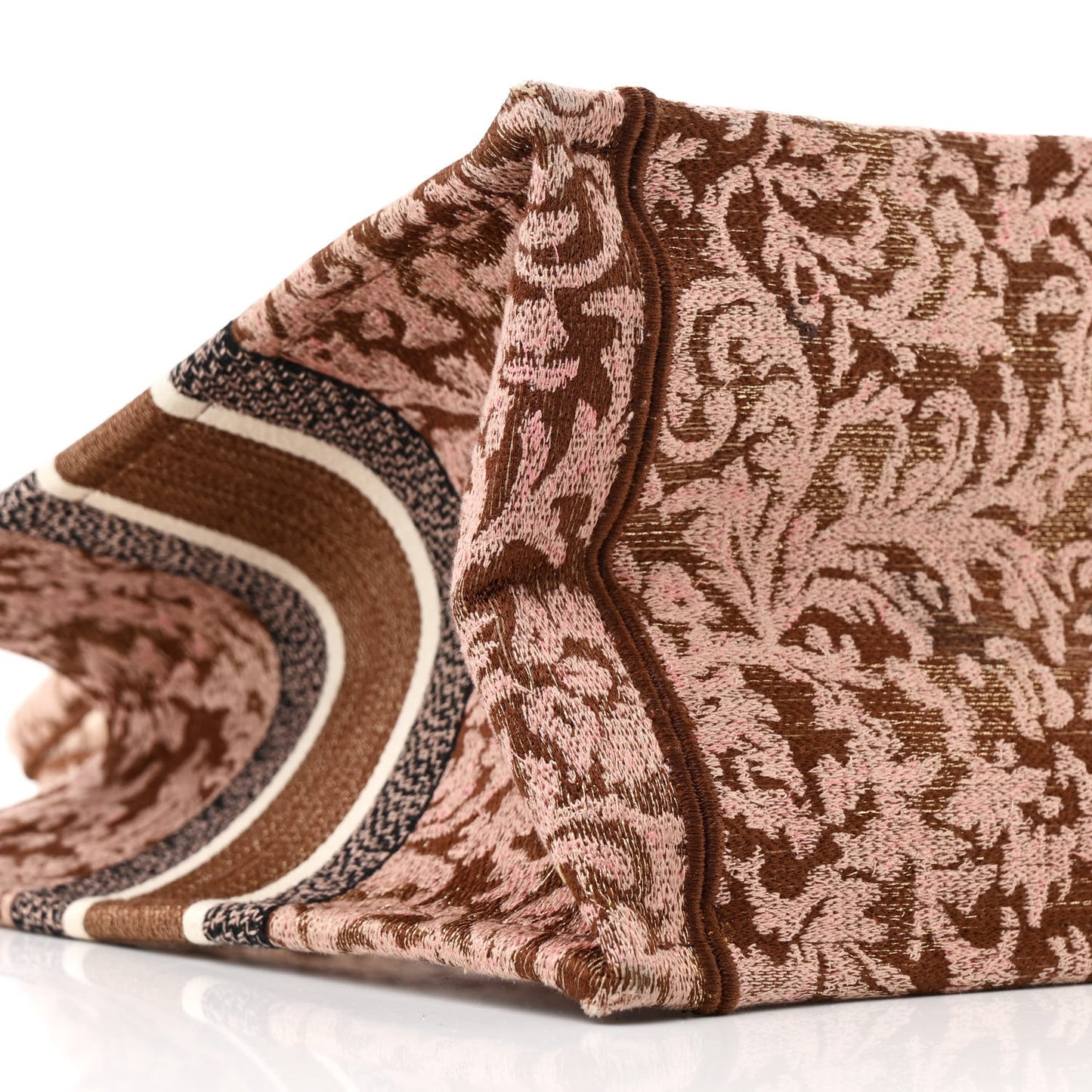 Canvas Embroidered Medium Brocart Book Tote Metallic Pink