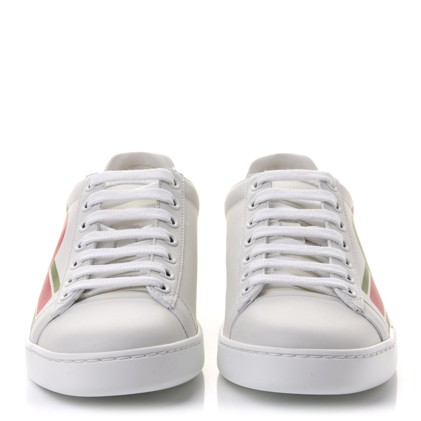 Calfskin Interlocking G Womens New Ace Sneakers 35 White Red Flame Green