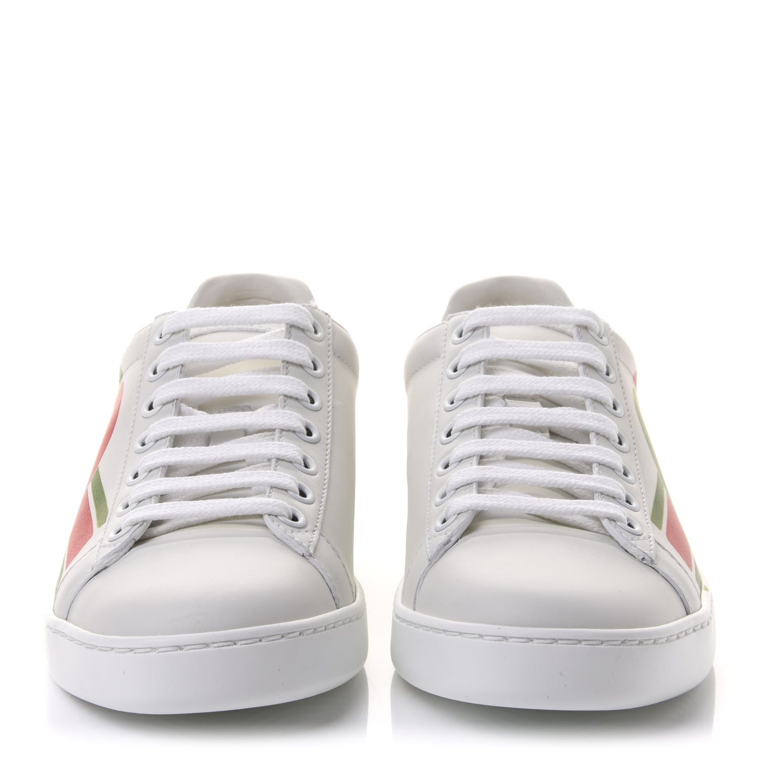Gucci Calfskin Interlocking G Womens New Ace Sneakers 35 White Red Flame Green 2 of 10