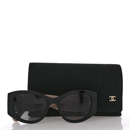 Chanel Acetate Oval Sunglasses 5524-A Black Beige 9 of 9