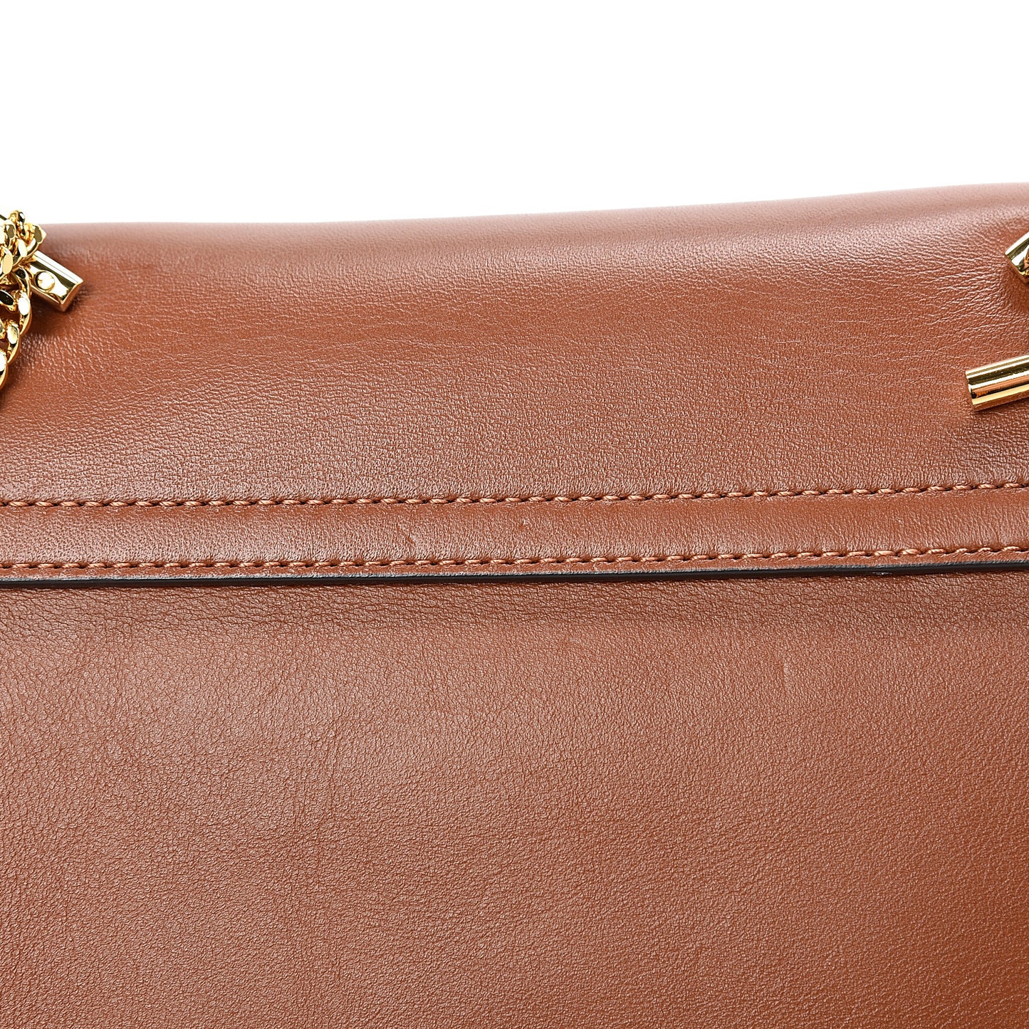 Suede Smooth Calfskin Drew Shoulder Bag Classic Tobacco
