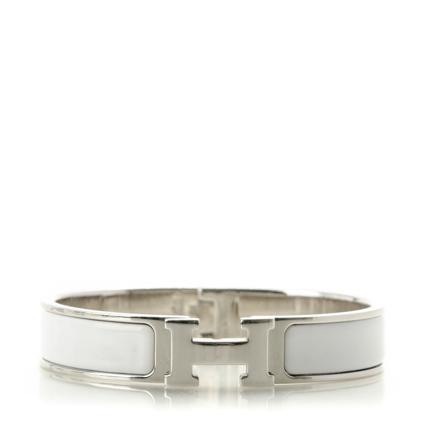 Enamel Narrow Clic Clac H Bracelet PM White