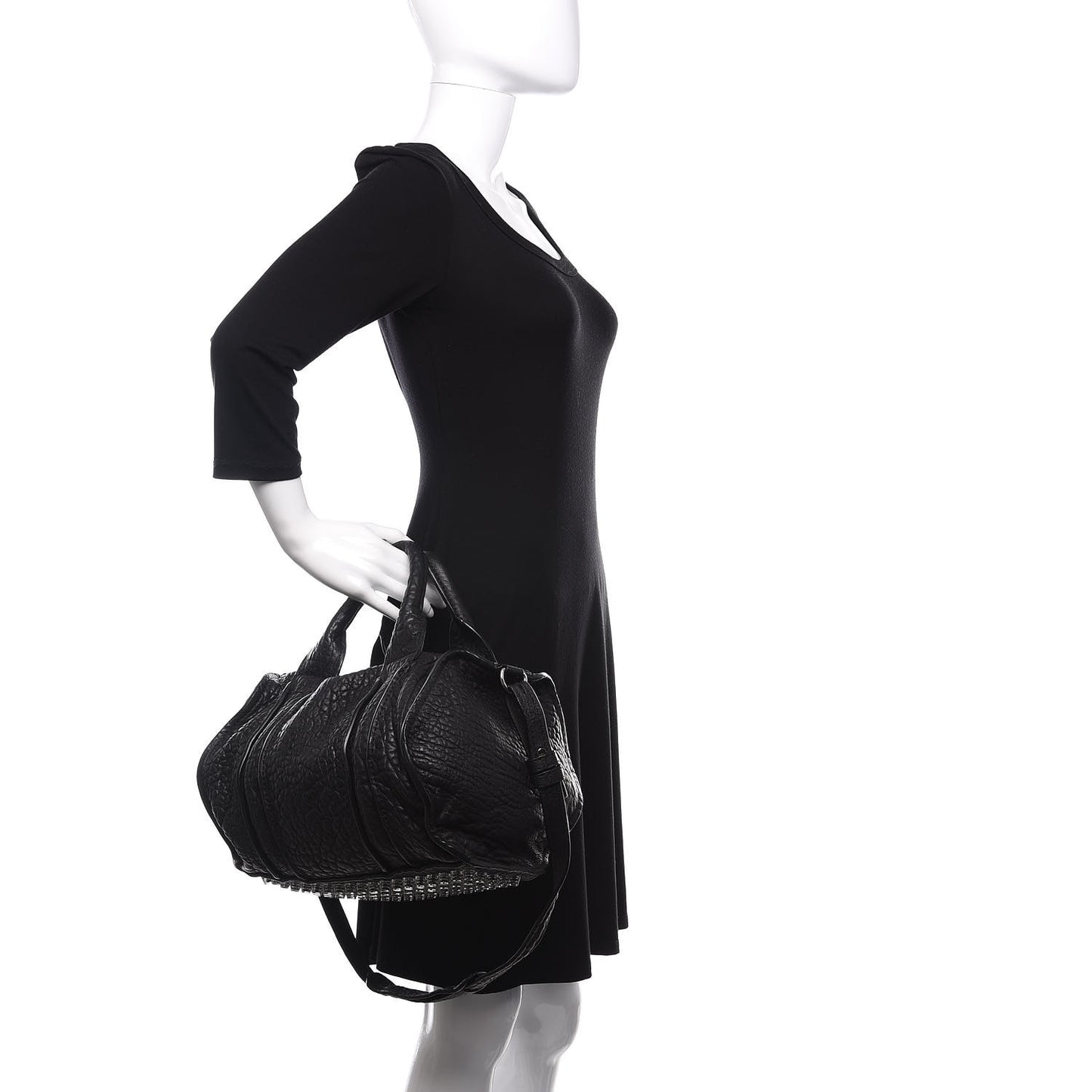 Pebbled Lambskin Inside Out Rocco Black Clear Resin Hardware