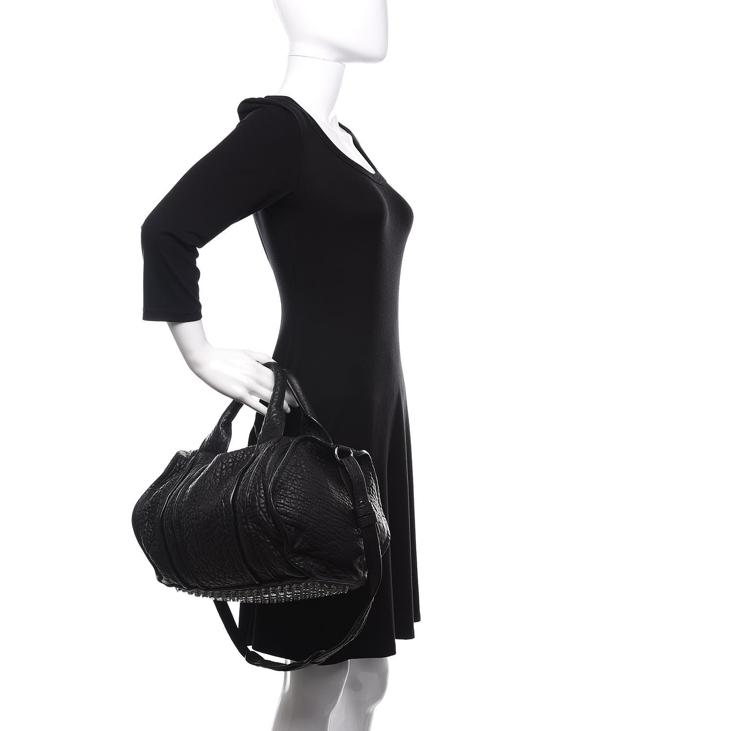 Alexander Wang Pebbled Lambskin Inside Out Rocco Black Clear Resin Hardware 2 of 10