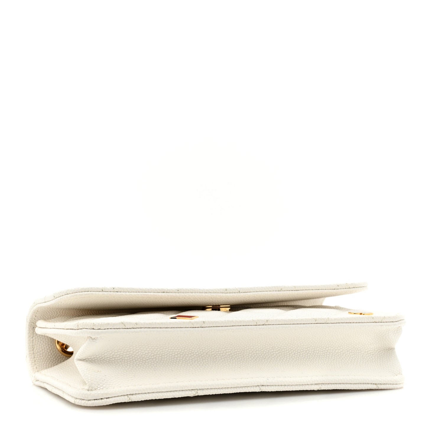 Caviar Quilted Enamel Coco Casino Flap Phone Holder With Chain White