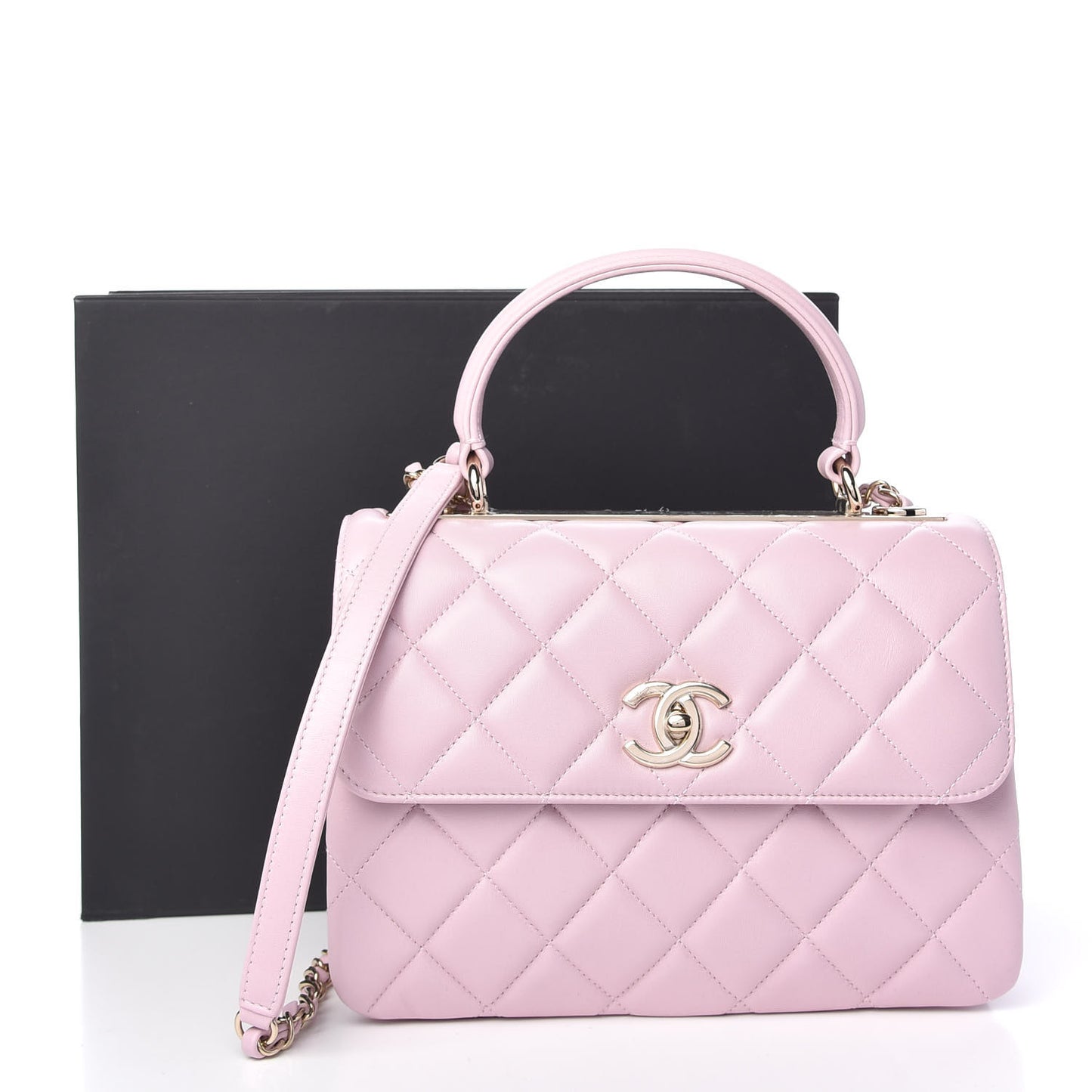 Lambskin Quilted Small Trendy CC Flap Dual Handle Bag Light Pink