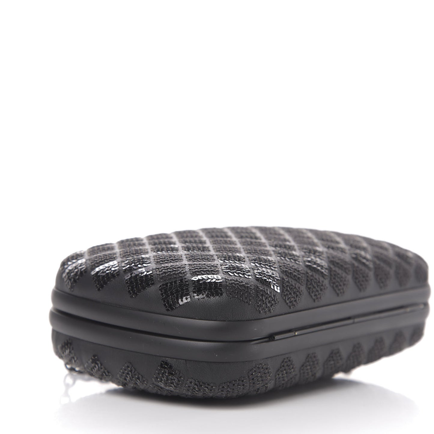 Sequin Paillettes Tartan Chain Knot Clutch Black