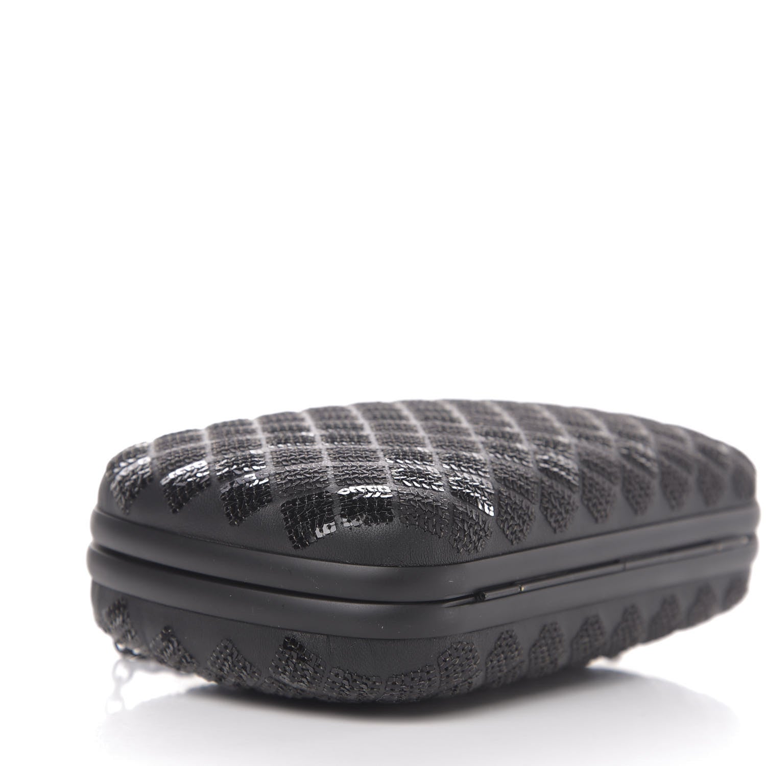 Bottega Veneta Sequin Paillettes Tartan Chain Knot Clutch Black 3 of 8