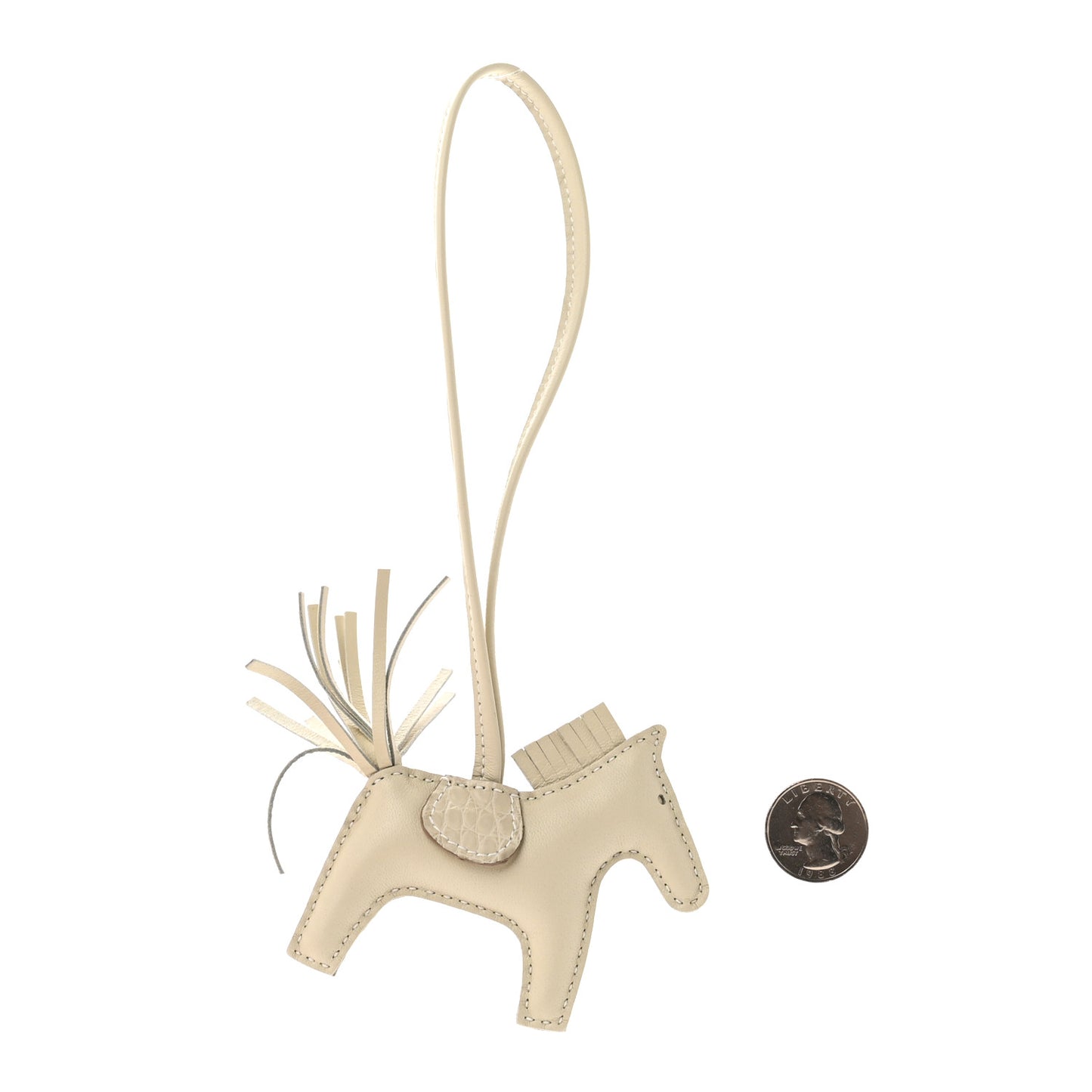 Milo Lambskin Matte Alligator Touch Grigri Rodeo Horse Bag Charm PM Craie Nata Beton