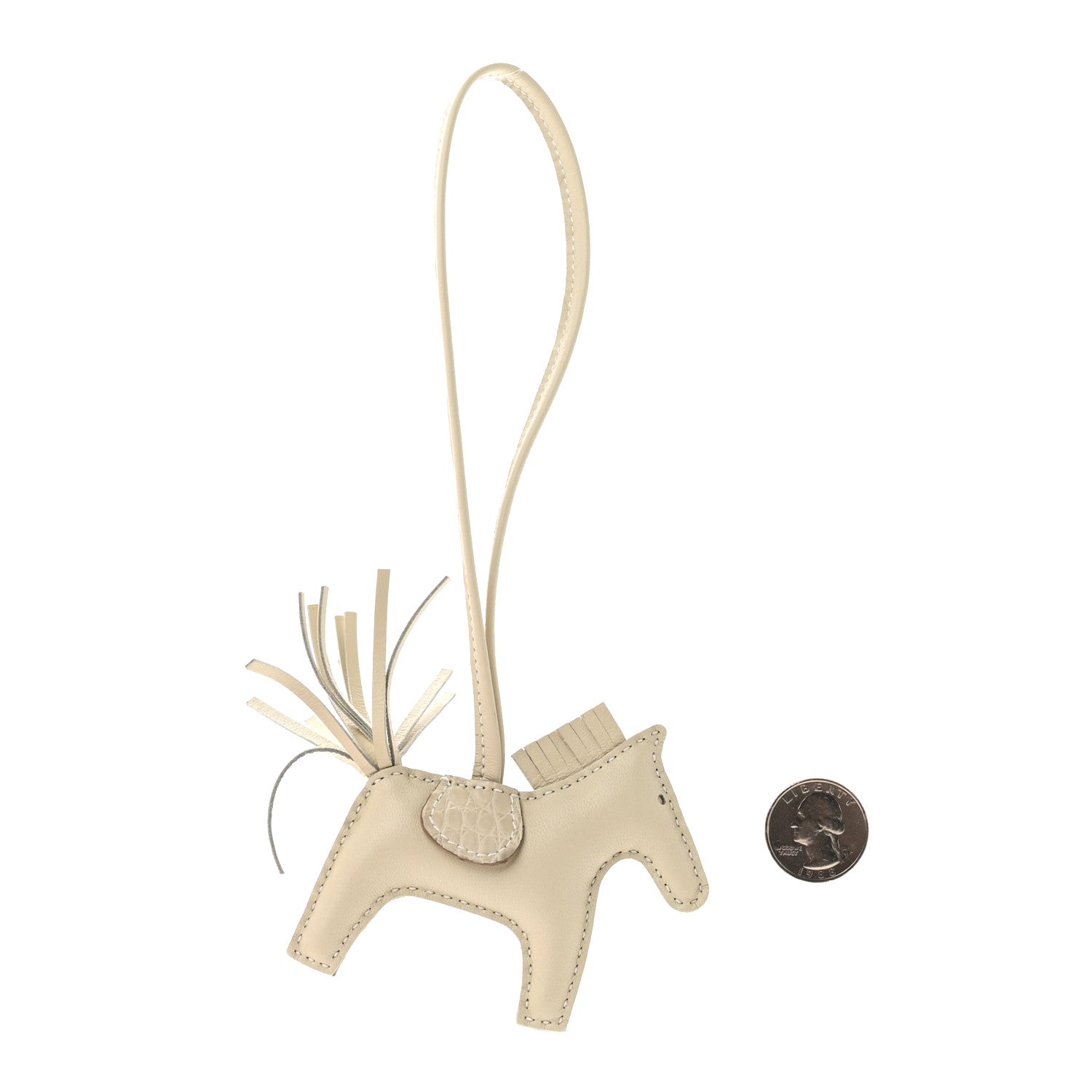 Hermes Milo Lambskin Matte Alligator Touch Grigri Rodeo Horse Bag Charm PM Craie Nata Beton 2 of 5