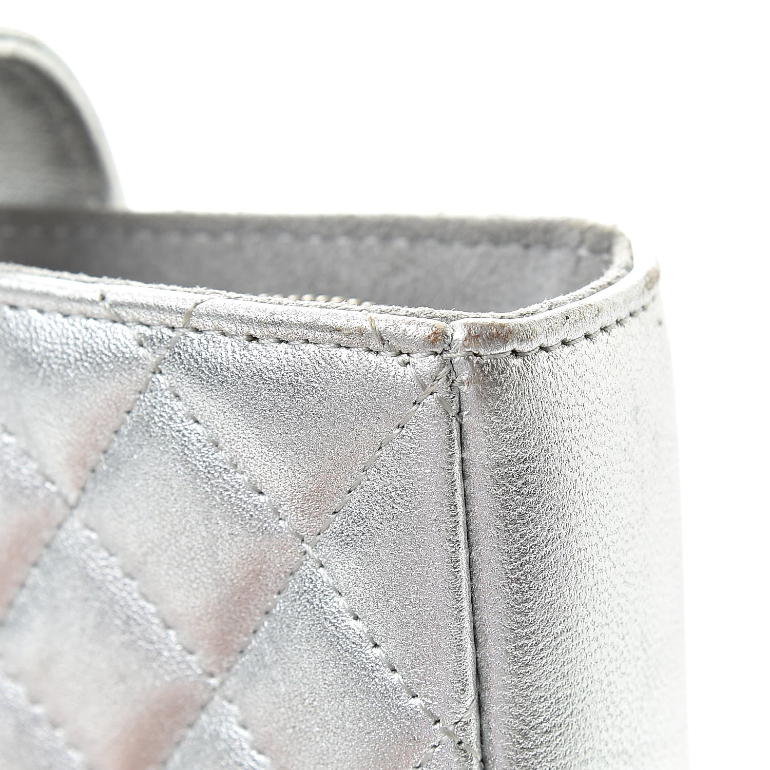 Chanel Metallic Lambskin Quilted Mini Phone Holder Clutch Silver 13 of 13