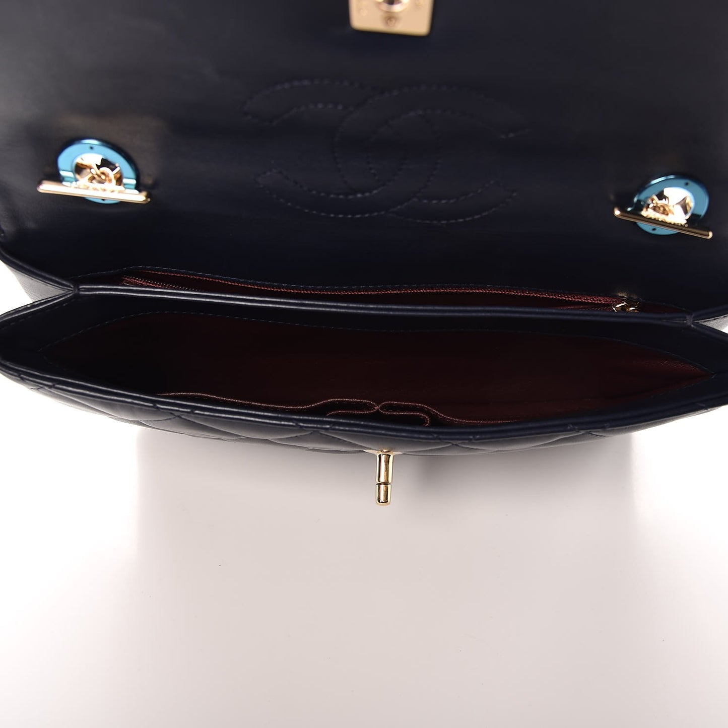 Lambskin Quilted Medium Trendy CC Flap Navy Blue