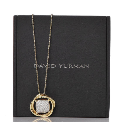 David Yurman 18K Yellow Gold Diamond 20mm Infinity Pendant Necklace 8 of 14