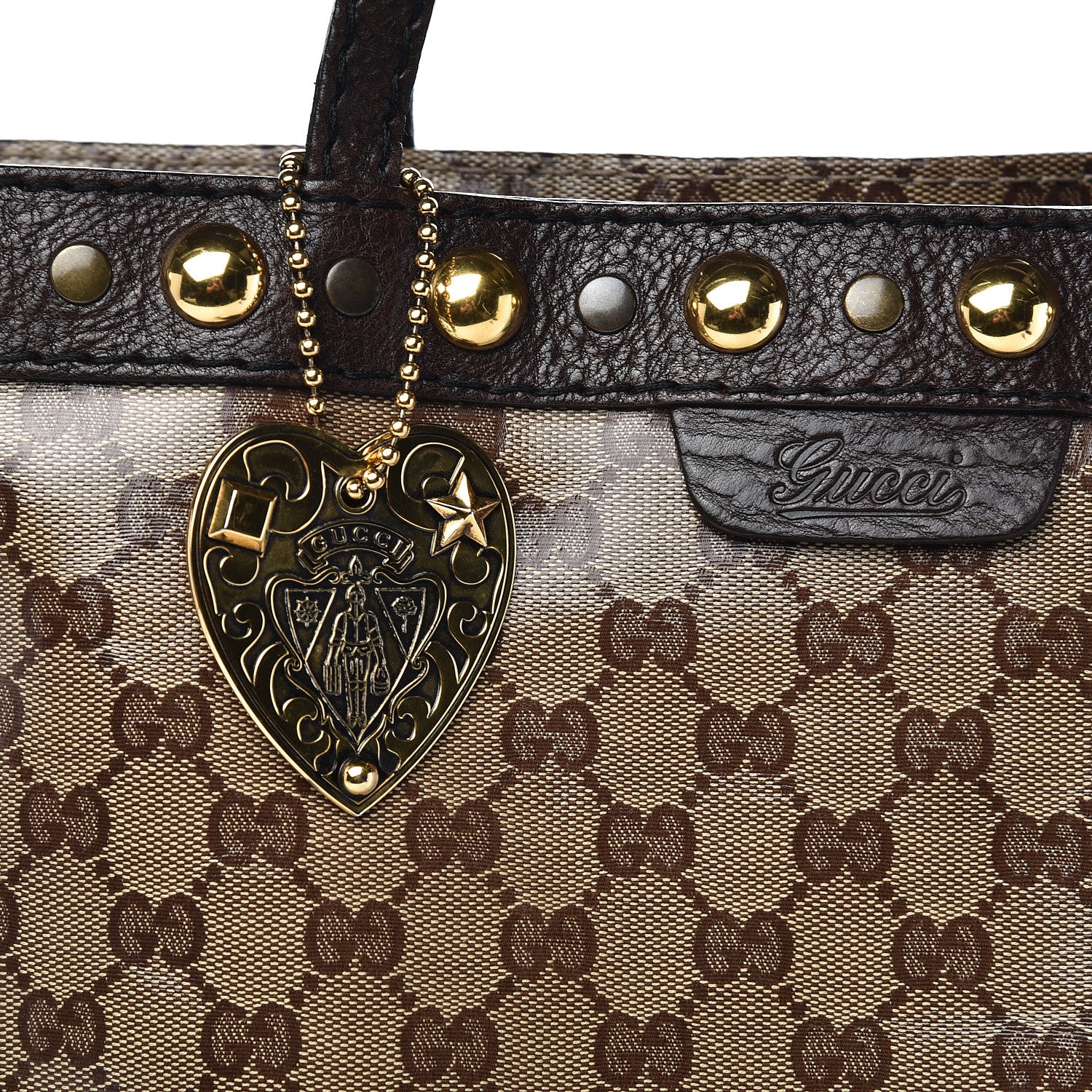 Gucci Crystal Monogram Large Babouska Vertical Shopping Tote Brown 10 of 10