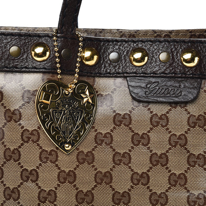 Gucci Crystal Monogram Large Babouska Vertical Shopping Tote Brown 10 of 10
