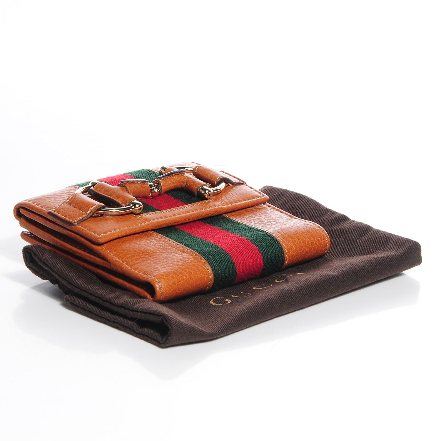 Gucci Leather Web Horsebit French Flap Wallet Light Tobacco 4 of 7