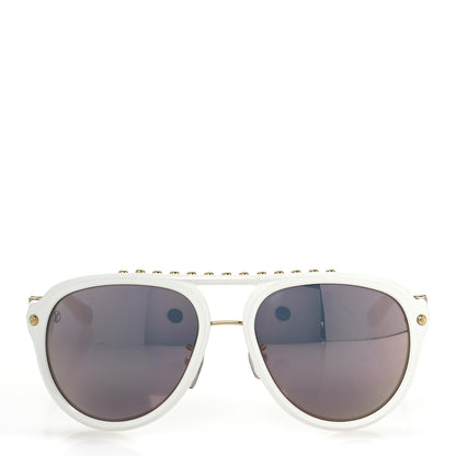 Louis Vuitton Acetate Aviator Serpico Studded Sunglasses Z2358W White 2 of 9