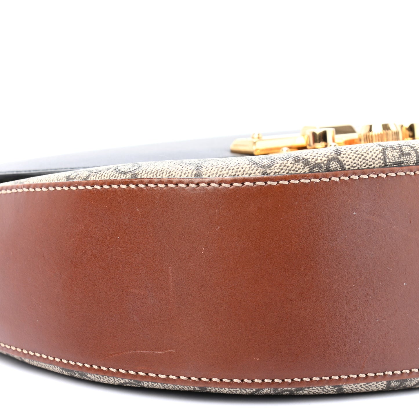 GG Supreme Monogram Web Medium Padlock Messenger Shoulder Bag Black