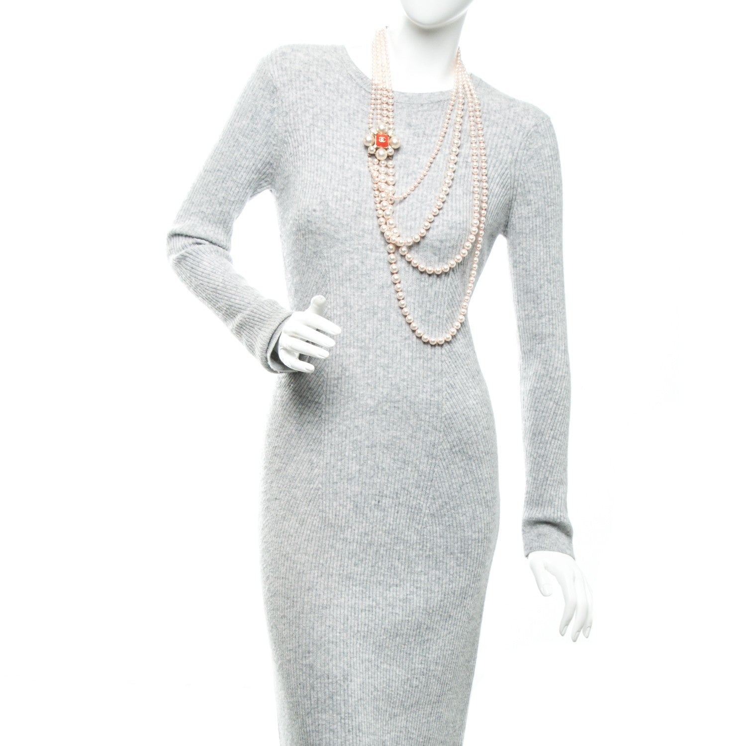Chanel Pearl Crystal Gripoix CC Multi Strand Necklace Orange Gold 2 of 5