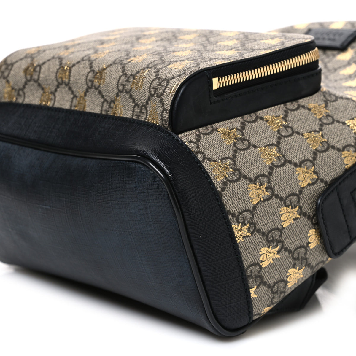 Gucci GG Supreme Monogram Bees Print Small Day Backpack Beige Oro Black 9 of 12