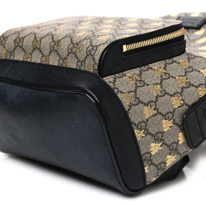Gucci GG Supreme Monogram Bees Print Small Day Backpack Beige Oro Black 9 of 12