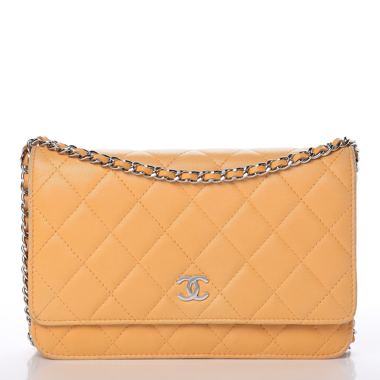 Chanel Lambskin Quilted Wallet on Chain WOC Yellow 1 of 20