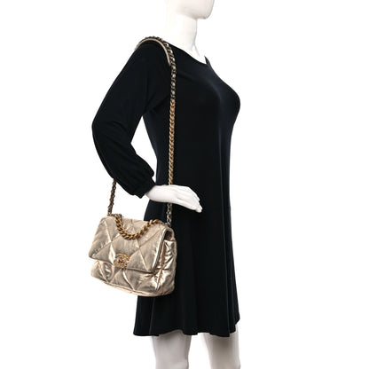 Chanel Metallic Lambskin Quilted Medium Chanel 19 Flap Gold 2 of 14