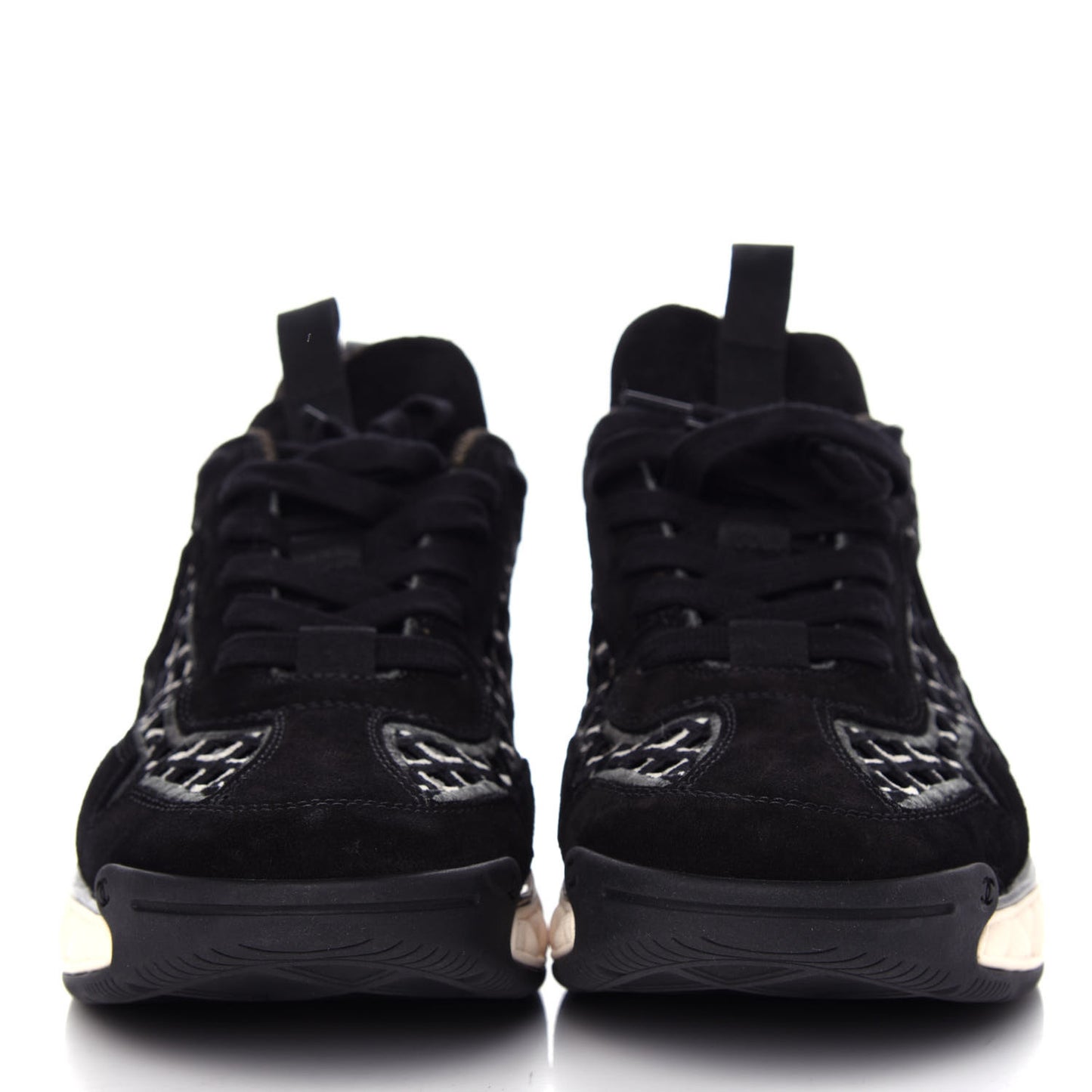 Suede Calfskin Embroidered CC Sneakers 39.5 Black