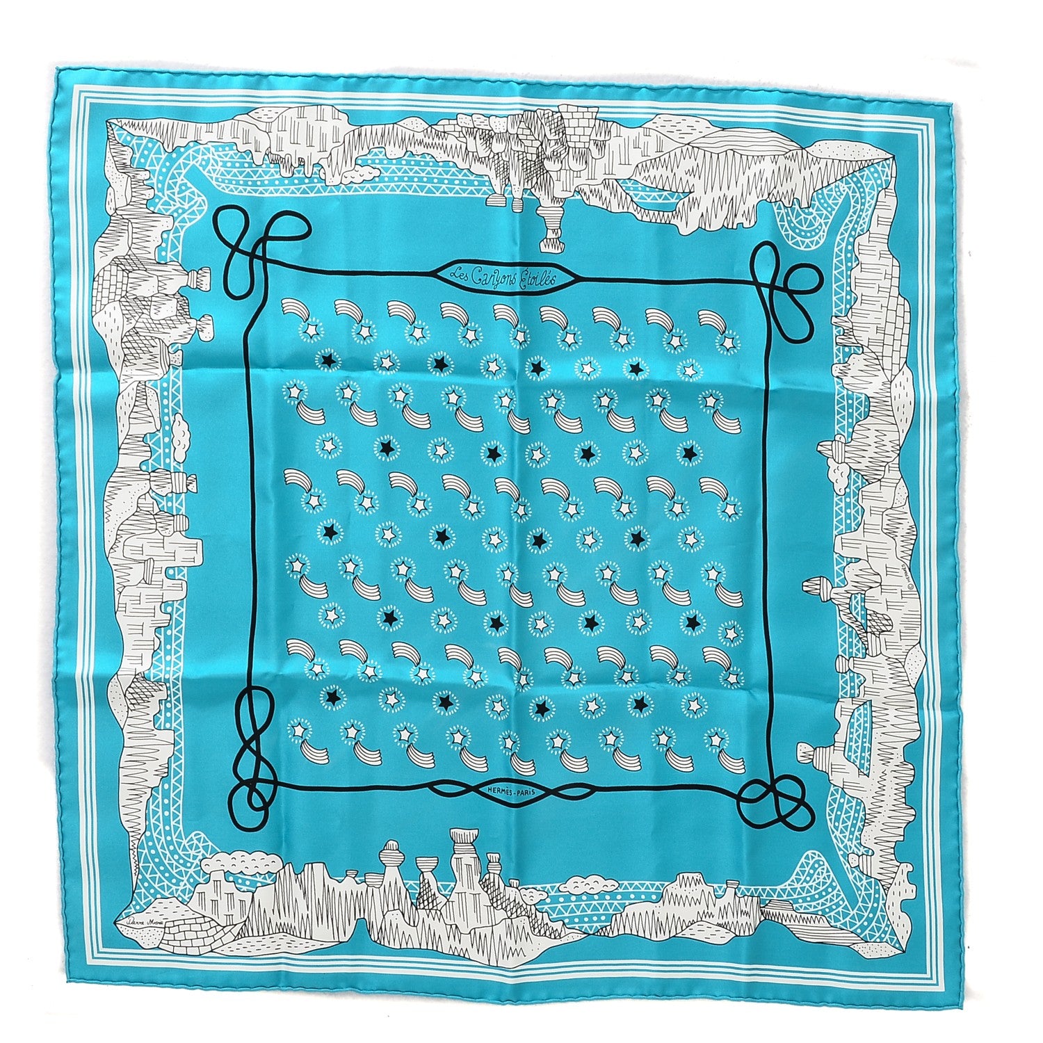 Hermes Silk Les Canyons Etoiles Bandana Scarf 55 1 of 8