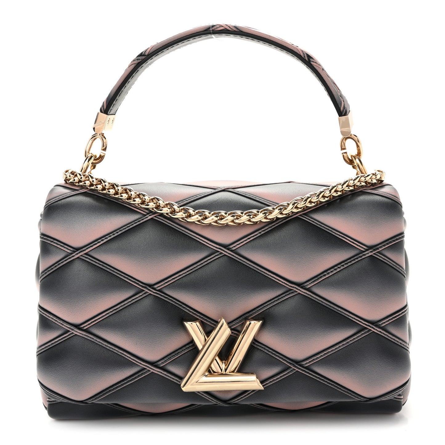Lambskin Malletage Top Handle GO-14 MM Black Pink