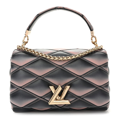 Louis Vuitton Lambskin Malletage Top Handle GO-14 MM Black Pink 2 of 21