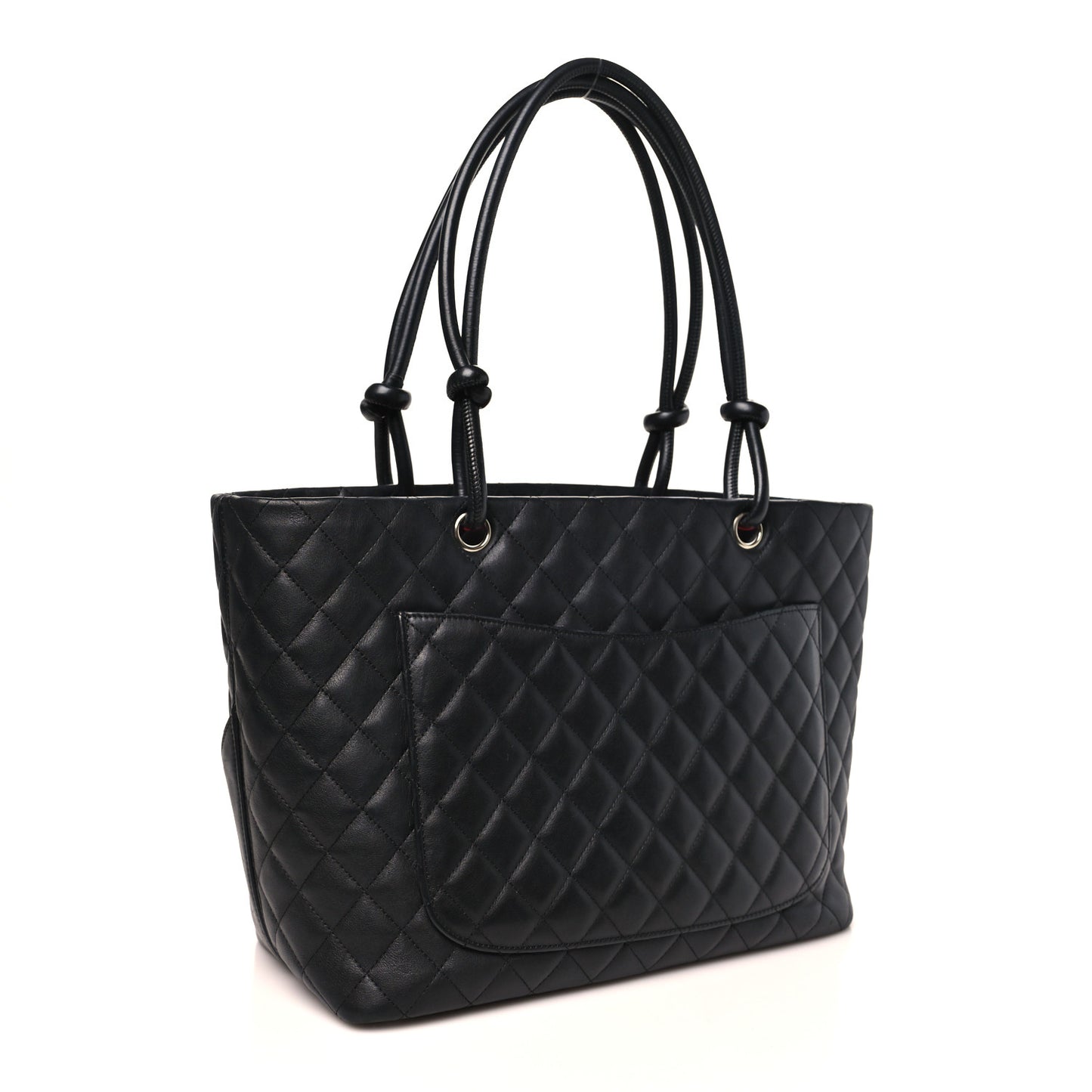 Calfskin Quilted Large Cambon Tote Black White
