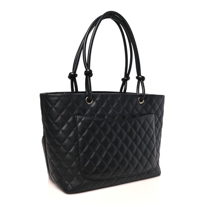 Chanel Calfskin Quilted Large Cambon Tote Black White 3 of 10