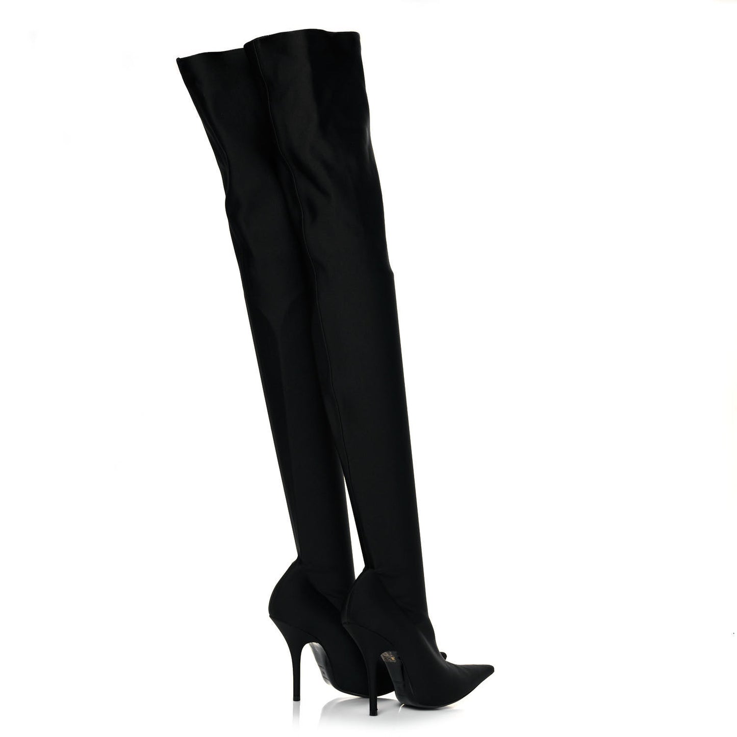 Spandex Pointed Toe Knife Thigh High Boots 36 Black