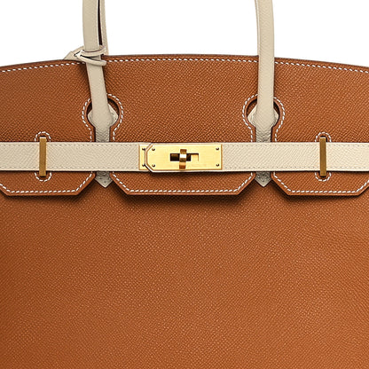 Hermes Epsom Horseshoe Birkin 30 Gold Craie 8 of 11