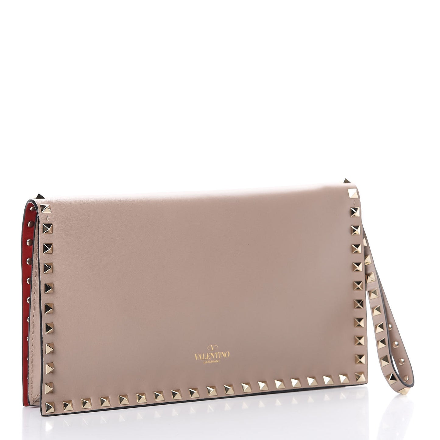 Nappa Rockstud Wristlet Clutch Poudre
